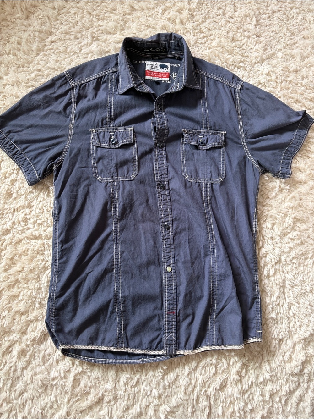 💎 Buffalo Casual Short-Sleeve Button-Down Shirt